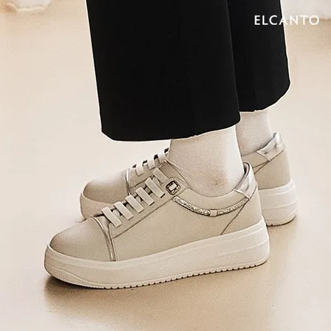 엘칸토 마쯔 여성 소가죽 글리터 키높이 스니커즈 5cm LCWS39M33