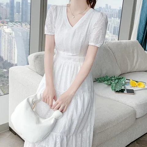 [아리엘스타일]화사하고 여성스러운 화이트럴원피스