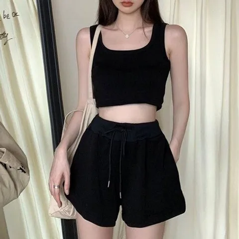 [잇백잇슈]하이웨스트민소매세트 트레이닝복 스포츠 캐주얼 여성