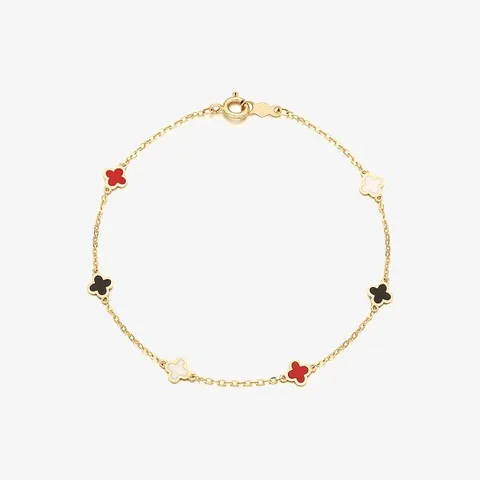 [하리쥬얼리] 14K 에폭시 크로바 스테이션 팔찌 (3color)