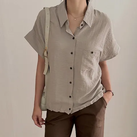 [조아맘] 허그 린넨 스트링 블라우스