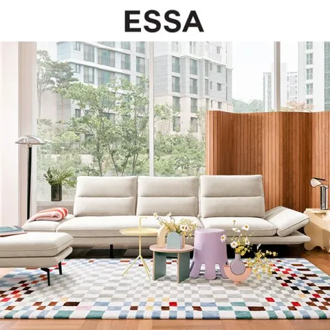 [GS단독][헤드레스트&상품권증정]에싸 레미 4인 스윙기능 리브 패브릭 소파+스툴