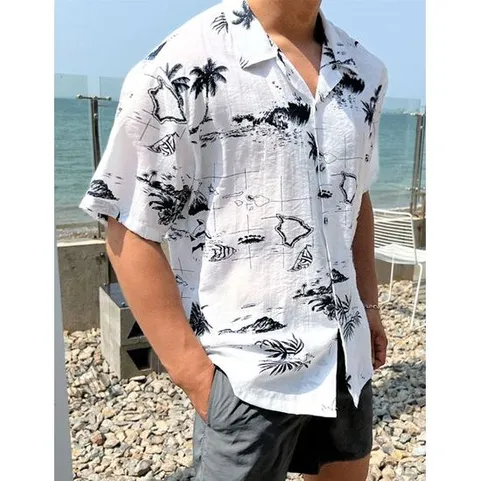 머시따 / 아일랜드 나염 오버핏 하와이안 반팔 셔츠