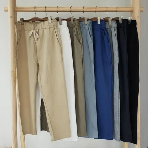 [제니유]라쉬 여성 슬랙스 린넨 면스판 밴딩 팬츠_9부빅사이즈 (