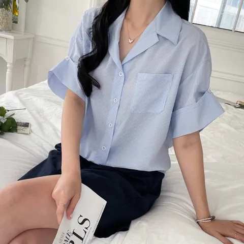 [루시다][루시다] 라일리 시아서커 블라우스