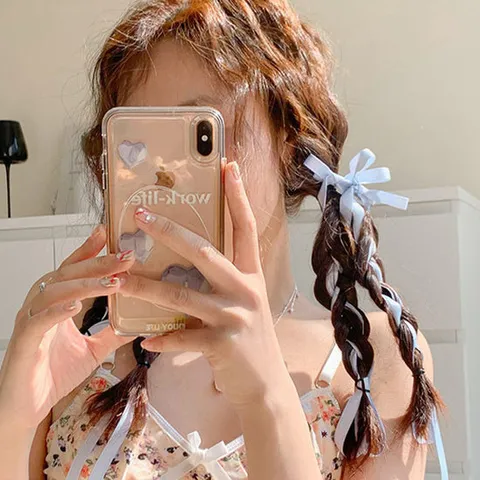 엔비 [2개세트] 리본 헤어핀 2p 똑딱 머리 집게 핀