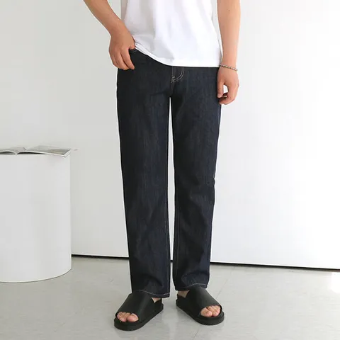 [코아라]이염방지 키작은남자 청바지 일자 생지데님 봄 여름