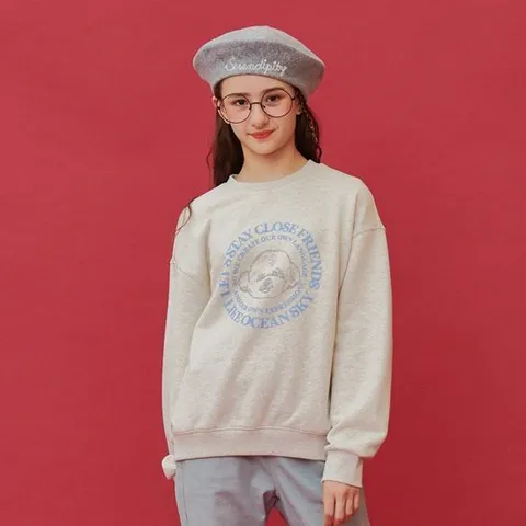 [오션스카이]여아 라운드 그래픽 맨투맨 T-shirt