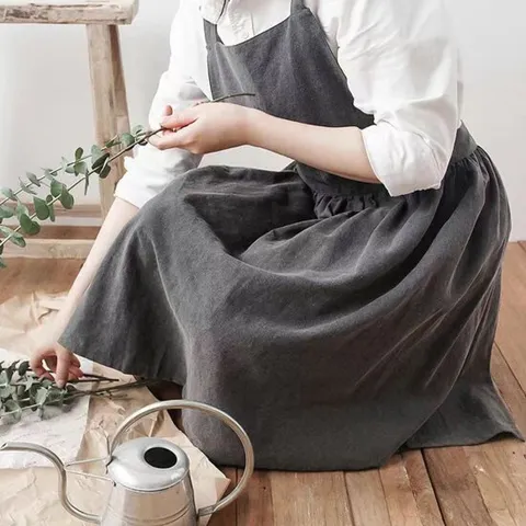 내츄럴 원피스 린넨 앞치마 주방 카페 어린이집 유치원 꽃집