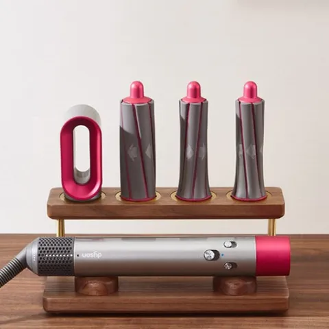 에어랩 헤어스타일러 전용 블랙 월넛 골드메탈 원목 거치대