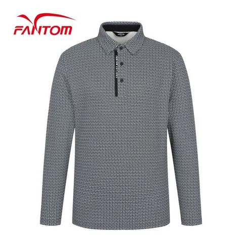 [팬텀] 남성 기모 패턴 카라 긴팔 티셔츠 211C3TO003_BK
