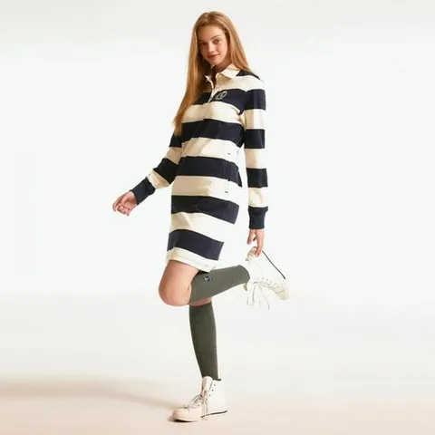 [후아유]후아유 여성 엠블럼 럭비 배색 원피스/WHOMD3831F_A WHO