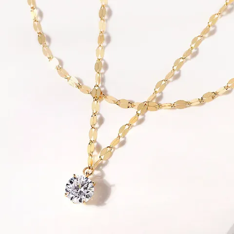 골드팡 18k 미스선샤인 모이사 다이아몬드 두줄체인 목걸이