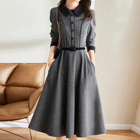 [몽벨리즈]라베르배색플레어원피스 mde2300678