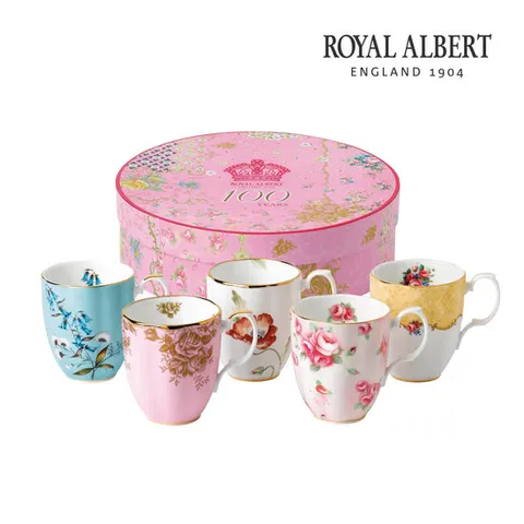[ 롯데백화점 ][로얄알버트]100주년 리프레시 머그잔 5인조 세트(후기)