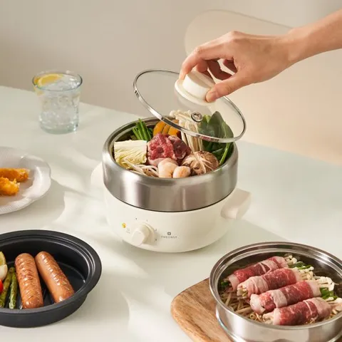 디온리 올스텐 4in1 분리세척 계란찜기 멀티쿠커 전골냄비 전기그릴 라면포트 NJM221CW