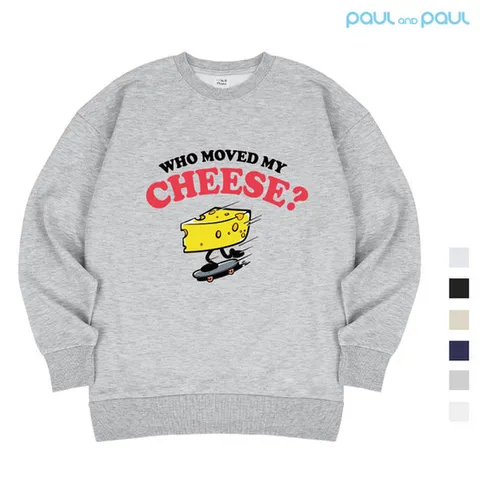 [폴앤폴] CHEESE 오버핏 남여공용 맨투맨