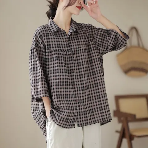 코코에보니BL-303 체크셔츠블라우스 다양한사이즈M~2XL