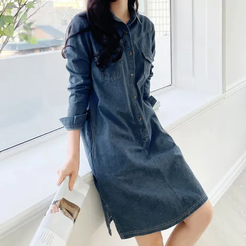 [루시다] 디엔 데님 셔츠 원피스