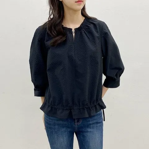 [플랩]베니드 스트링 블라우스