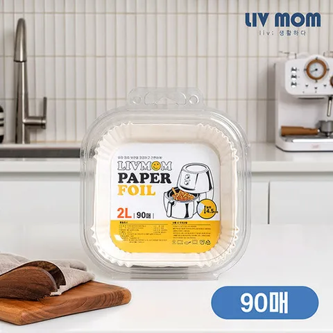 리브맘 에어프라이어 사각 접시형 종이호일 16 x 4.5cm 90매