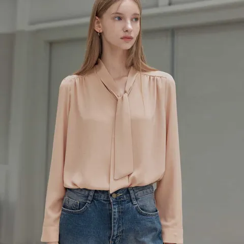 [리안뉴욕][리안뉴욕] 데일리 타이 실키 블라우스
