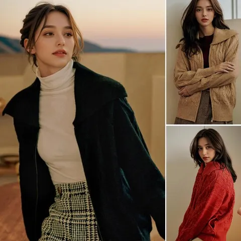 야미니트 초특가 울 모시얀 케이블 카라 집업 니트 4종 택1