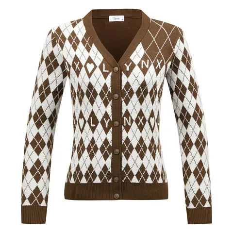 [링스] 여성 자카드 긴팔 가디건 L21C3SD182_BR