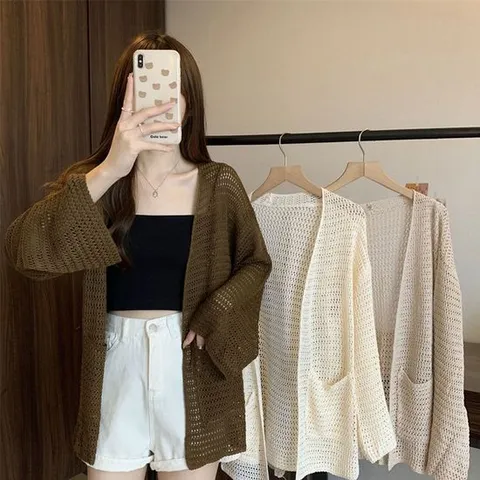 여름 여성가디건 간절기 얇은 오버핏 니트