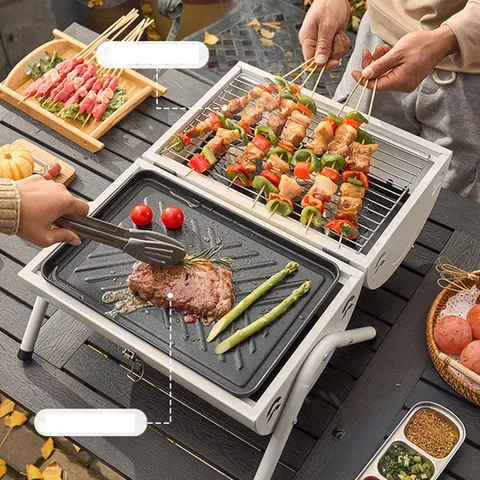 감성캠핑 양면바베큐화로대N그릴 숯불 BBQ 가스 화로 훈제 미니