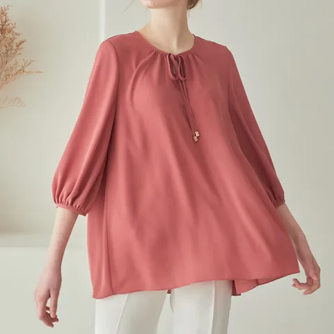 바띠 백플리츠 디테일 쉬폰 블라우스 엄마옷 중년 홈쇼핑