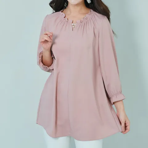 바띠 진주 포인트 프릴 쉬폰 블라우스 엄마옷 빅사이즈 홈쇼핑