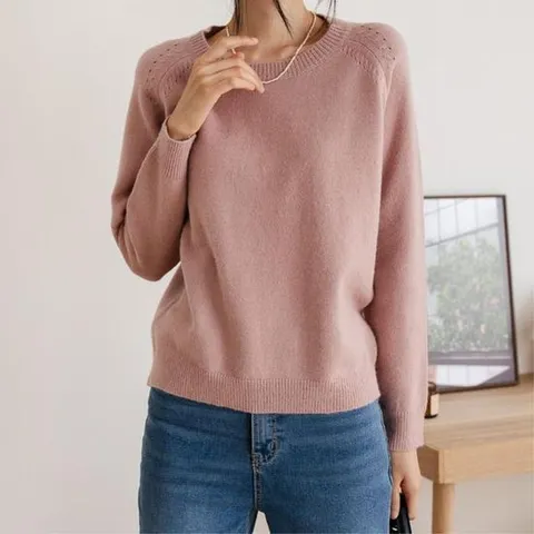 [모드제니]라운드 펀칭 간절기 니트 4컬러