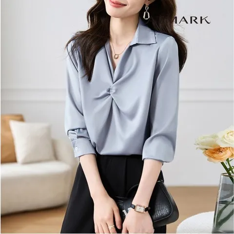 ATMARK 실크꼬임카라블라우스_AA36BL018G