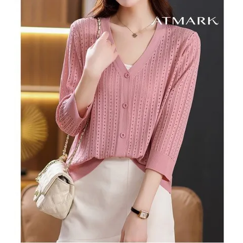 ATMARK 브이넥펀칭가디건_AA36CD003G