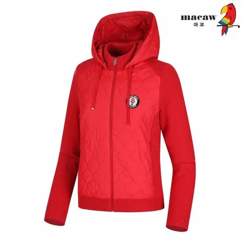 [마코] (여성)퀼팅 니트 배색 집업 가디건_MKW4SG01