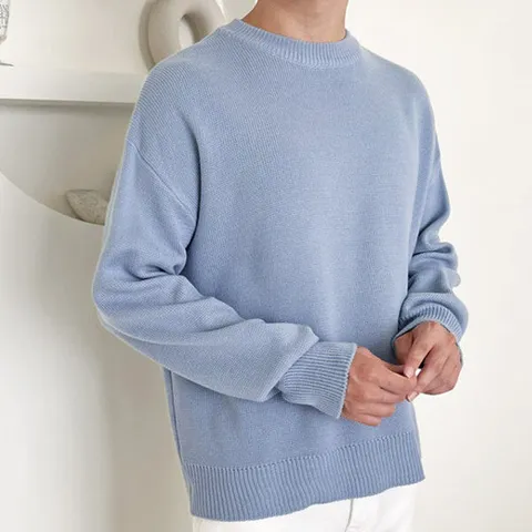 [보슈아][sado]남성 라운드 니트티 데일리 니트웨어 봄가을 국내