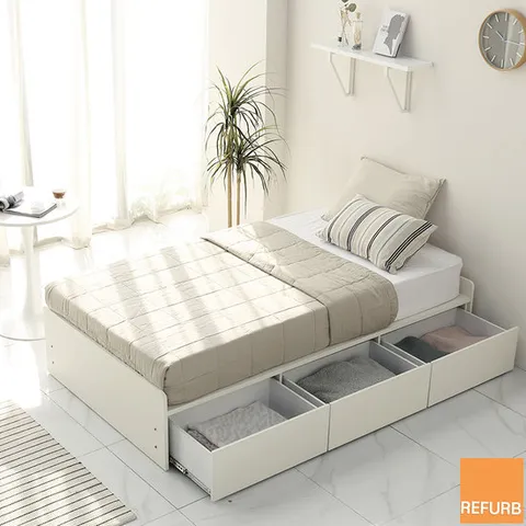 리퍼 리아 무헤드 수납 서랍형 침대프레임 화이트 슈퍼싱글(SS)