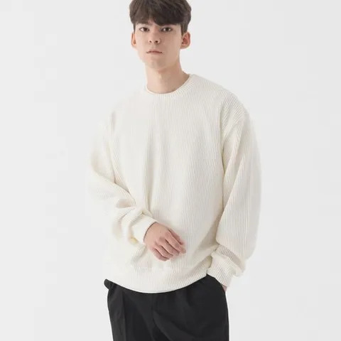 [피아네르]컴포터블 오버핏 크루넥 니트 (아이보리)