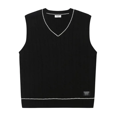 [에꼴리에] 남자 겨울이월 클래식케이블 블랙니트조끼(23D5033)