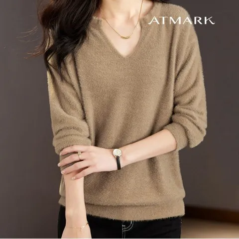 ATMARK (77까지)오픈브이넥부클니트_AA36KN047G