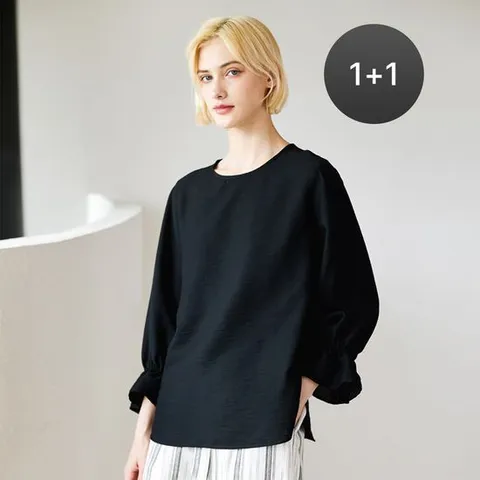 [더핸드메이드]블루종 퍼프 소매 블라우스 2종