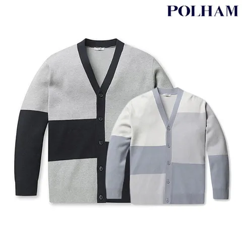 [ 롯데백화점 ][폴햄] 남성 버드아이 세미오버핏 패턴 가디건