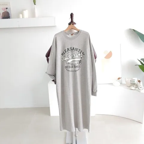 [메이룸]1896원피스 레터링 프린트 롱원피스