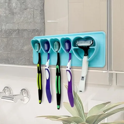 국내산 실리콘 무타공 칫솔 면도기 걸이 거치대