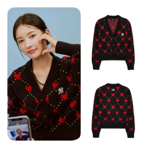 [ 롯데백화점 ]MLB 여성 하트 전판 크롭 가디건 (3FKCH0234-50BKS)