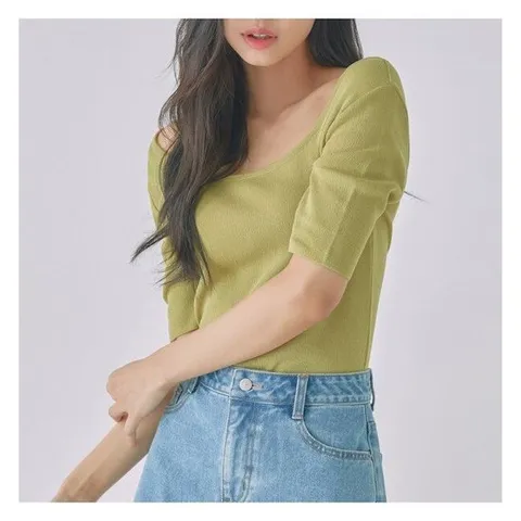 [미쏘][미쏘]스퀘어넥 5부 니트