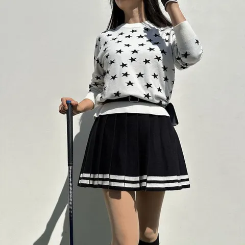 여성골프니트 가을 겨울 따뜻한 밤하늘의 펄 라운드 골프웨어