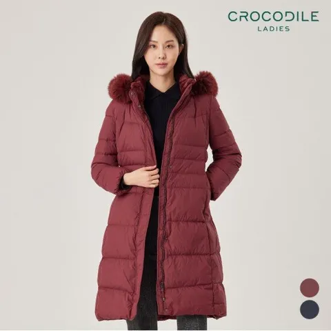 [크로커다일레이디] 폭스퍼후드구스다운롱패딩점퍼_CLAWDW108