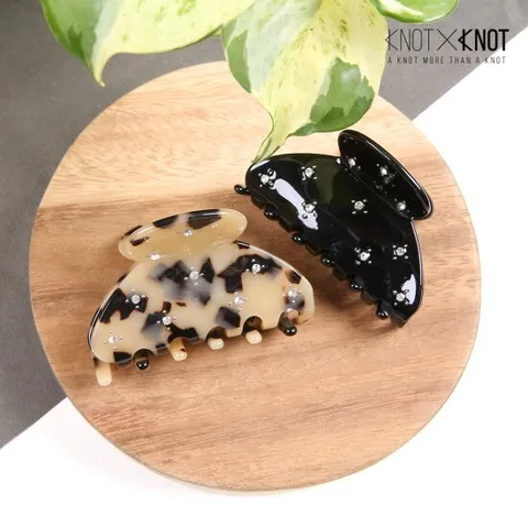 [체험특가][KNOTXKNOT] 셀룰로오스 큐빅 송송 라운드 집게핀_미디엄